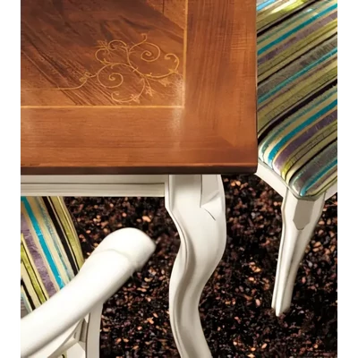 Dining Table, Extendable, with Floral Pattern Inlay – Morello 2292