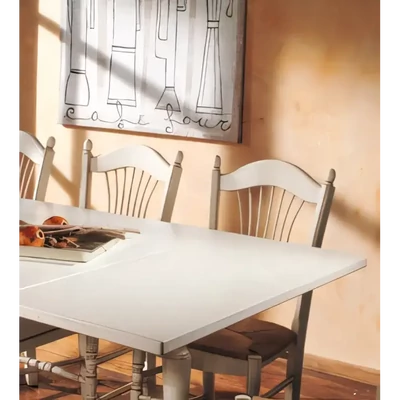 Étkezőasztal, bővíthető, kőrisfából, vágódeszkával, sodrófával és fiókkal, 120x85 cm – Morello 2464
