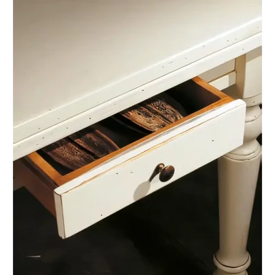 Dining Table, Extendable, Ash Wood, with Cutting Board, with Rolling Pin and Drawer, 100x100 cm – Morello 2463