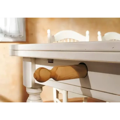 Dining Table, Extendable, Ash Wood, with Cutting Board, with Rolling Pin and Drawer, 100x100 cm – Morello 2463