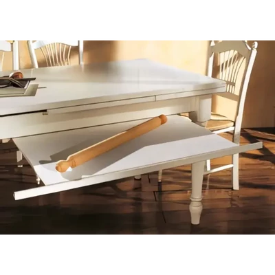 Dining Table, Extendable, Ash Wood, with Cutting Board, with Rolling Pin and Drawer, 100x100 cm – Morello 2463