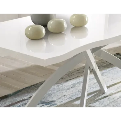 Étkezőasztal fehér fém lábakkal, természetes szegéllyel, 160x90 cm – Morello 2230