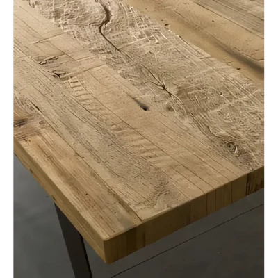 Dining Table with Metal Legs, Solid Alder, Beige Antiqued – Morello 2218