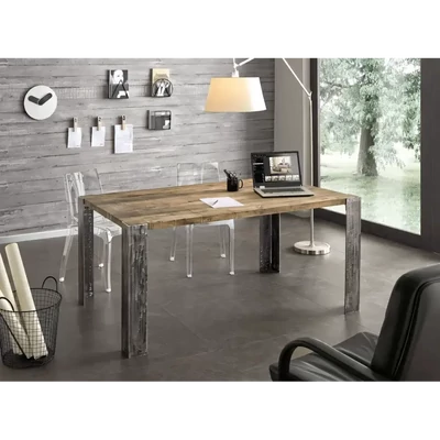 Étkezőasztal fém lábakkal, tömör tölgy – Morello 2221