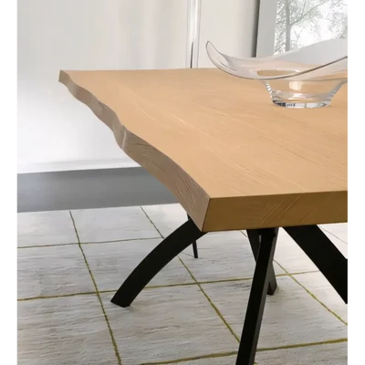 Étkezőasztal fém lábakkal, természetes szegéllyel, 160x90 cm – Morello 2226