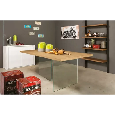 Étkezőasztal üveglábakkal, egyenes szegéllyel, 200x90 cm – Morello 2212