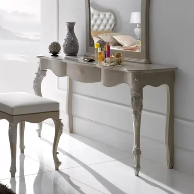 Fésülködő asztal 1 fiókkal, faragott díszítéssel – Morello 3654