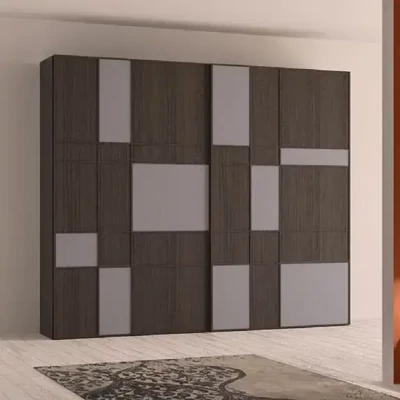 Gardróbszekrény, 2 tolóajtós, skót dizájnnal – Morello Tartan 3981