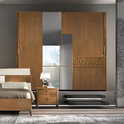 Gardróbszekrény, 2 tolóajtós, tükrös ajtókkal, áttört díszítéssel – Morello 4030