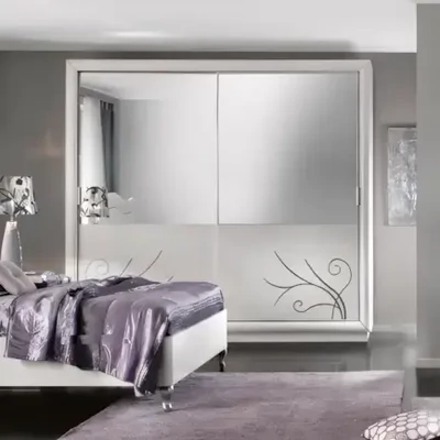 Gardróbszekrény, 2 tolóajtós, tükrös ajtókkal, domború (relief) díszítéssel – Morello 4060