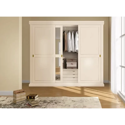 Gardróbszekrény, 3 tolóajtós, 1 tükrös ajtóval – Morello 4078