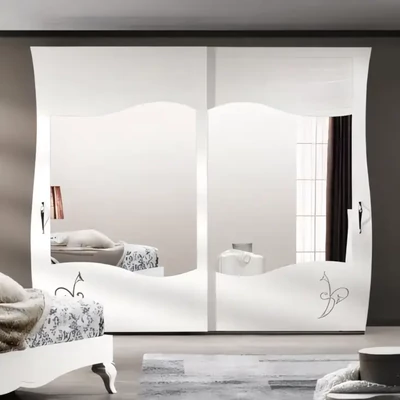 Wardrobe, 2 Sliding Doors, with Mirrored Doors, with Decoration – Morello 4122