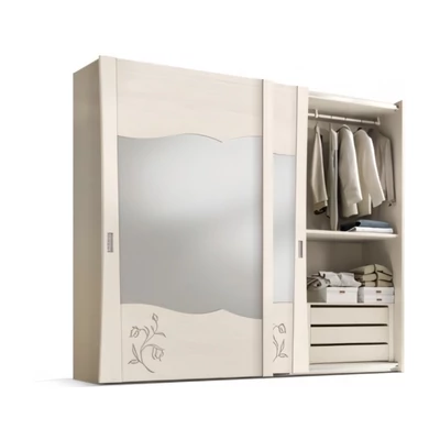 Wardrobe, 2 Sliding Doors, with Mirrored Doors, with Decoration – Morello 4130