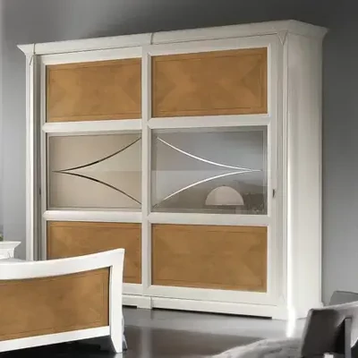 Gardróbszekrény, 2 tolóajtós, tükrös ajtókkal, intarziás – Morello 4186