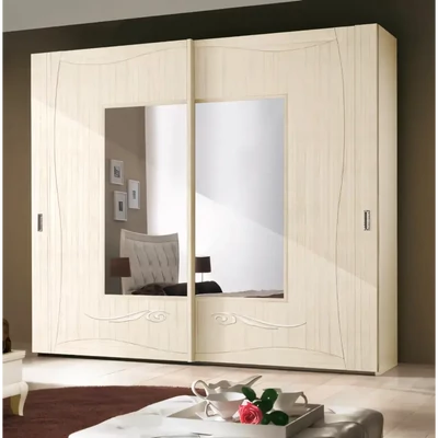 Gardróbszekrény, 2 tolóajtós, tükrös ajtókkal, díszítéssel – Morello 4215