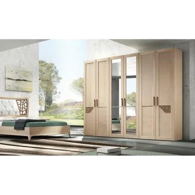 Gardróbszekrény, 6 ajtós, 2 tükrös ajtóval, áttört díszítéssel – Morello 4535