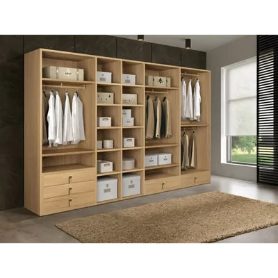 Gardróbszoba zárt oldalakkal és zárt hátsó résszel, fiókokkal, tanganyikai diófából – Morello 4461