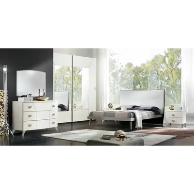 Nightstand with 2 Drawers, with Chrome Legs – Morello 4009