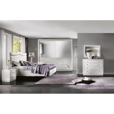 Nightstand with 2 Drawers, with Relief Decoration – Morello 4058