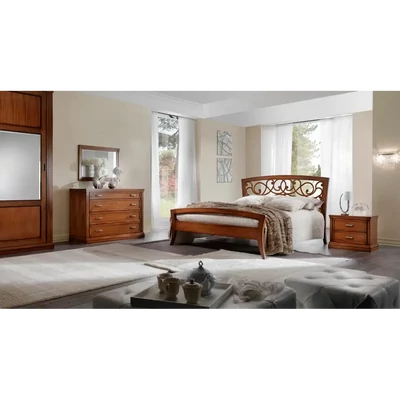 Double Bed Frame with Openwork Decoration Headboard – Morello 4198.A