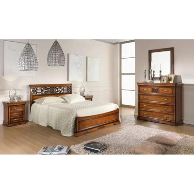 Double Bed Frame with Carved Headboard – Morello 4148.A
