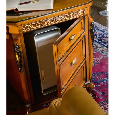 Writing Desk with Drawers, with Faux Leather Tabletop – Morello 3851