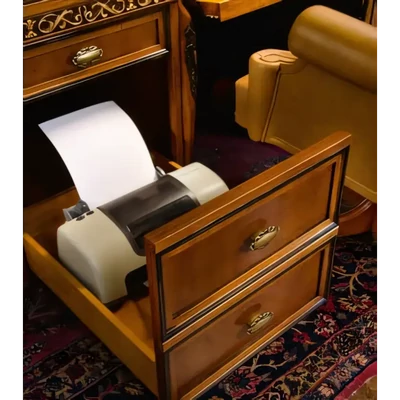 Writing Desk with Drawers, with Faux Leather Tabletop – Morello 3851