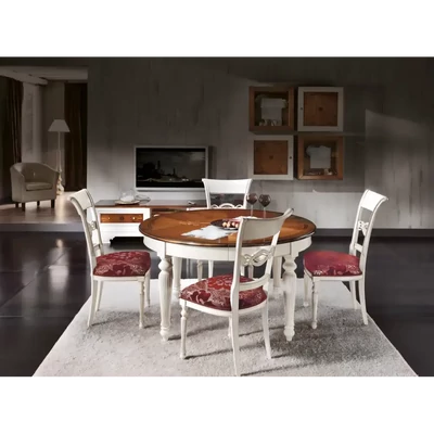 Kerek étkezőasztal, bővíthető, intarziás – Morello 2332