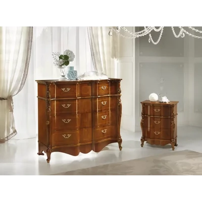 Nightstand with 3 Drawers, with Inlay – Morello 4325