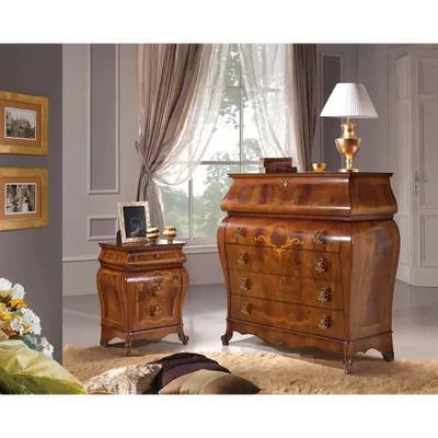 Komód 2 db éjjeliszekrénnyel, intarziás – Morello 4333