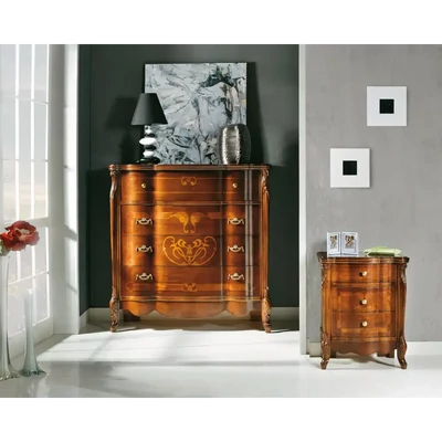 Komód 2 db éjjeliszekrénnyel, intarziás – Morello 4338