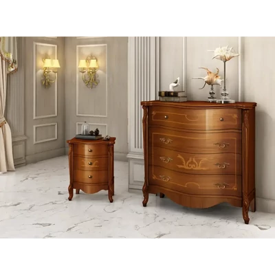 Komód 2 db éjjeliszekrénnyel, intarziás – Morello Vicenza 4339