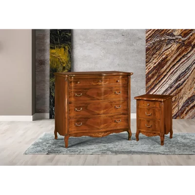 Komód 2 db éjjeliszekrénnyel, intarziás – Morello 4342