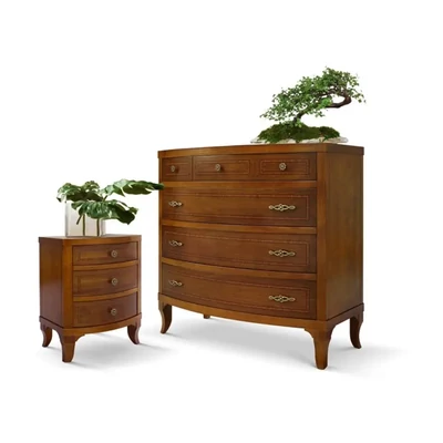 Komód 2 db éjjeliszekrénnyel, intarziás – Morello 4345