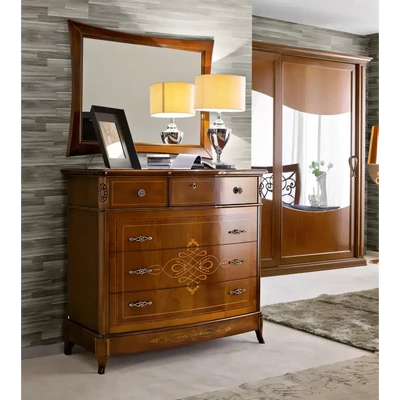 Komód 4 fiókkal, lenyitható ajtó nélkül, intarziás – Morello 4100.B