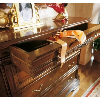 Chest of Drawers with 4 Drawers, with Fold-Down Door, with Inlay – Morello 4157