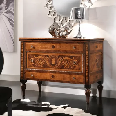 Komód rózsafából, királyfa (Bois de Violette) és olajfa intarziával – Morello 3685