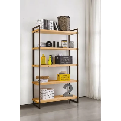 Könyvespolc 5 polccal, nyitott, fémszerkezetes, 120 cm széles – Morello 3009