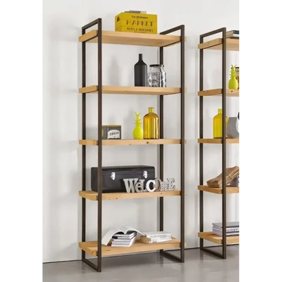 Könyvespolc 5 polccal, nyitott, fémszerkezetes, 80 cm széles – Morello 3010