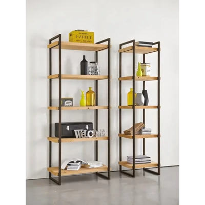 Bookshelf with 5 Shelves, Open, Metal-Framed, 80 cm wide – Morello 3010