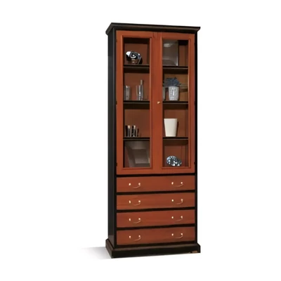 Könyvespolc elem 4 polccal, 2 üvegajtós (4/4), 4 fiókkal – Morello 2902