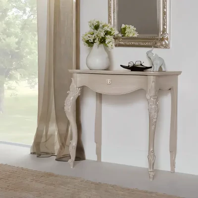 Konzolasztal 1 fiókkal, faragott díszítéssel – Morello 3658