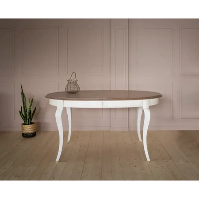 Ovális étkezőasztal, bővíthető, parkettamintás – Morello 2319