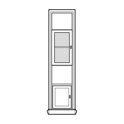 Polcos elem 4 polccal, 1 tejüveg ajtós (2/4), 1 ajtós alsó tárolórésszel – Morello 2878
