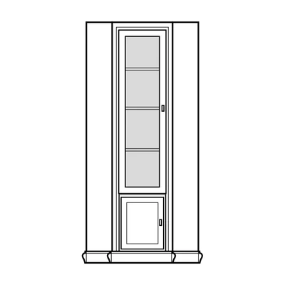 Polcos sarokelem 4 polccal, 1 tejüveg ajtós (4/4), 1 ajtós alsó tárolórésszel – Morello 2884