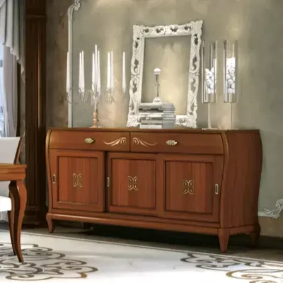 Tálalószekrény, 3 ajtós, 2 fiókkal, díszített – Morello 2114