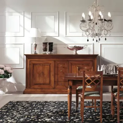 Tálalószekrény, 2 ajtós, 4 fiókkal, faragott díszítéssel – Morello 2136