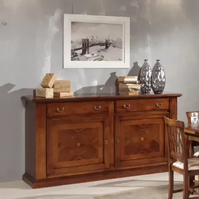 Tálalószekrény, 2 ajtós, 2 fiókkal, intarziás – Morello 2144