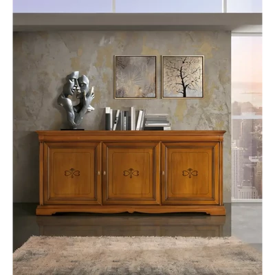 Tálalószekrény, 3 ajtós, faragott díszítéssel – Morello 2707