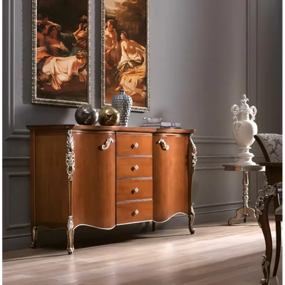 Tálalószekrény, 2 ajtós, 4 fiókkal, faragott – Morello 2765